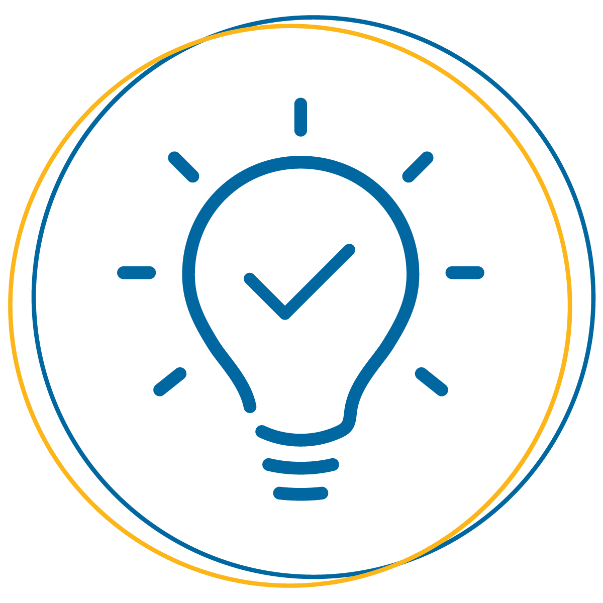 Lightbulb with checkmark inside