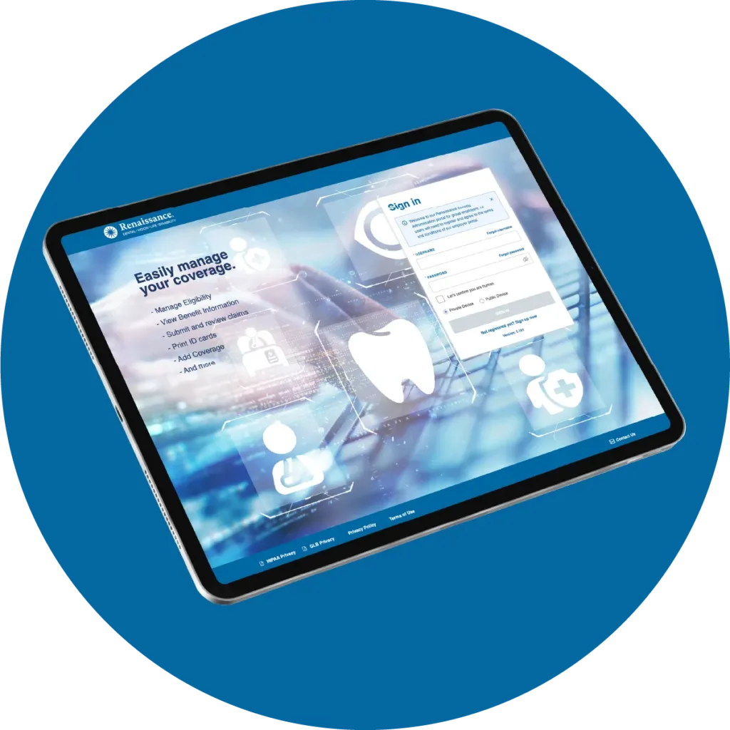 Laptop screen with a portal log-in screen displayed.