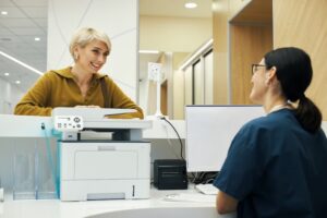 Medical receptionist desk